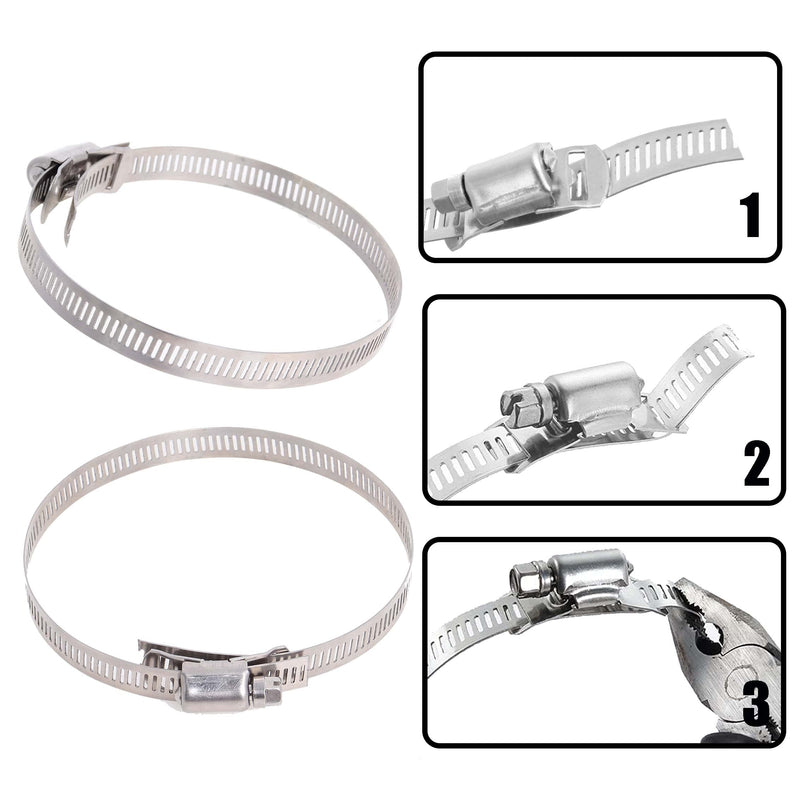 Hose Clamps Stainless Steel 304 Kit DIY, Cut-To-Fit 8FT Metal Strap + 6 Fasteners, Adjustable Worm Gear Hose Clamps, abrazaderas para mangueras for Pipe/Duct/Tube