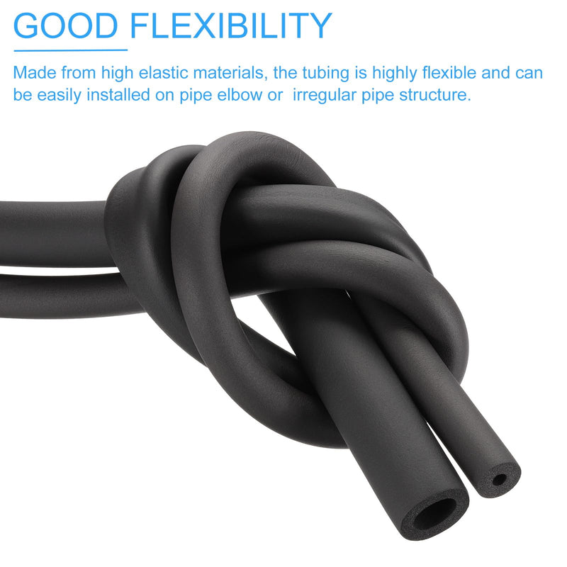 PATIKIL 1/2"x1-1/4"x5.91Ft Pipe Insulation Foam Tube 0.35" T Black 5Pcs 6Ft x 1/2" x 1-1/4"