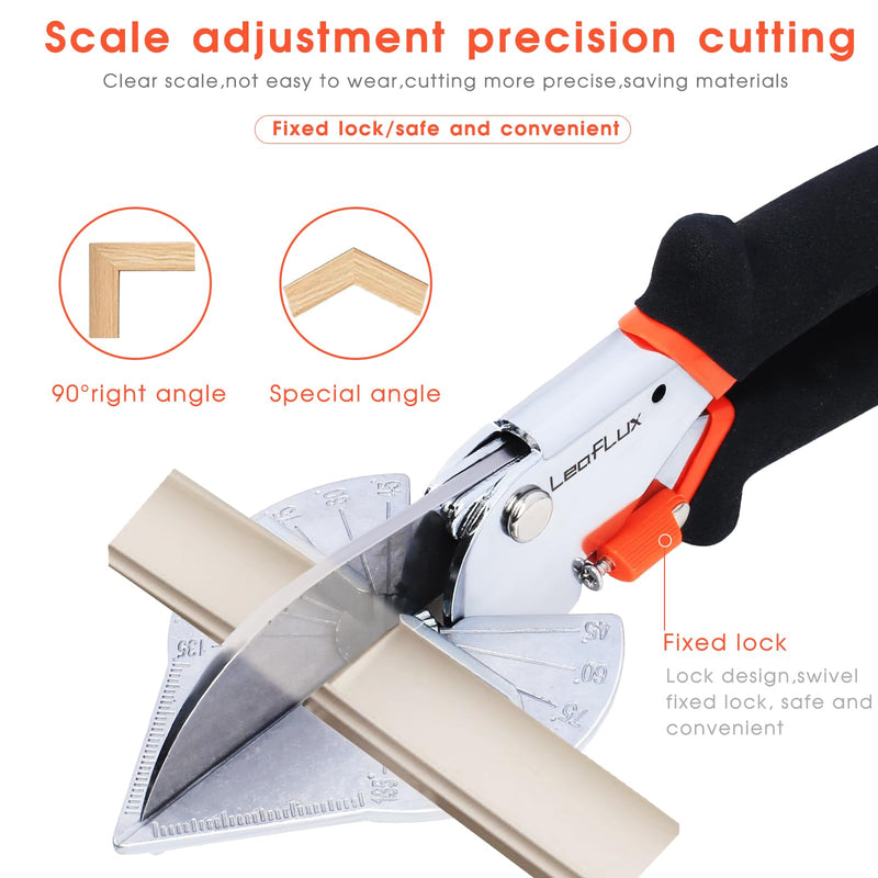 Miter Shears, Multifunctional Trunking Shears for Angular Cutting of Moulding and Trim, Adjustable at 45 to 135 Degree, Hand Tools for Cutting Soft Wood, Plastic, PVC, |LFXP3101S 3101S