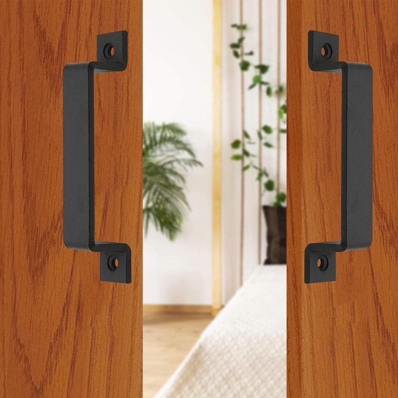 Barn Door Handles - Gate Pulls for Wooden Fences Shed Garage Sliding Door - Pull Handle Rustic Farmhouse Industrial Style - Outdoor Indoor Exterior and Interior Pulls - Black 2pcs (6.42 inch(2pcs)) Black-6.42 Inch(2pcs)