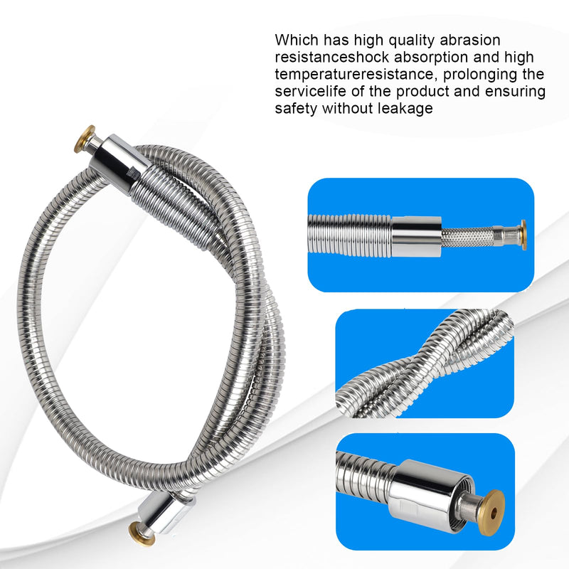 Replacement B-0044-H Commercial Sink Sprayer Hose for T&S Brass, 44 inch Stainless Steel Flexible Pre-Rinse Hose with Heat Resistant Gray Handle Commercial Kitchen Sink Faucet Dish Spray Part 44 inch+handle