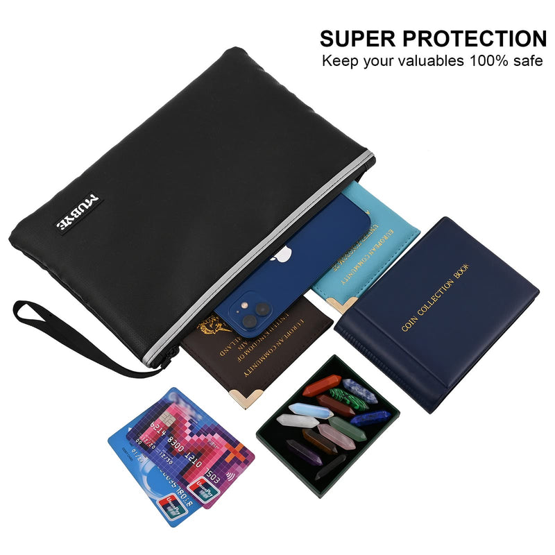 Fireproof Waterproof Money Document Bag - Safe Zipper Bags with Reflective Strip, Fire & Water Proof Storage Organizer Pouch for A4 Important Documents Holder,File,Cash,Passport,Tablet (13.4" x 9.8") 13.4" x 9.8"