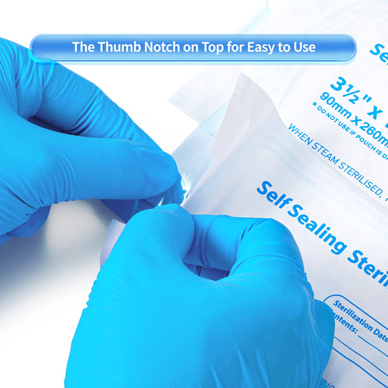 Annhua 3.5 X 6.5 Self Sterilization Pouches for Dental Offices, 100 Pcs Self Seal Sterilizer Bags Pouch - Blue 3.5 x 6.5 inch