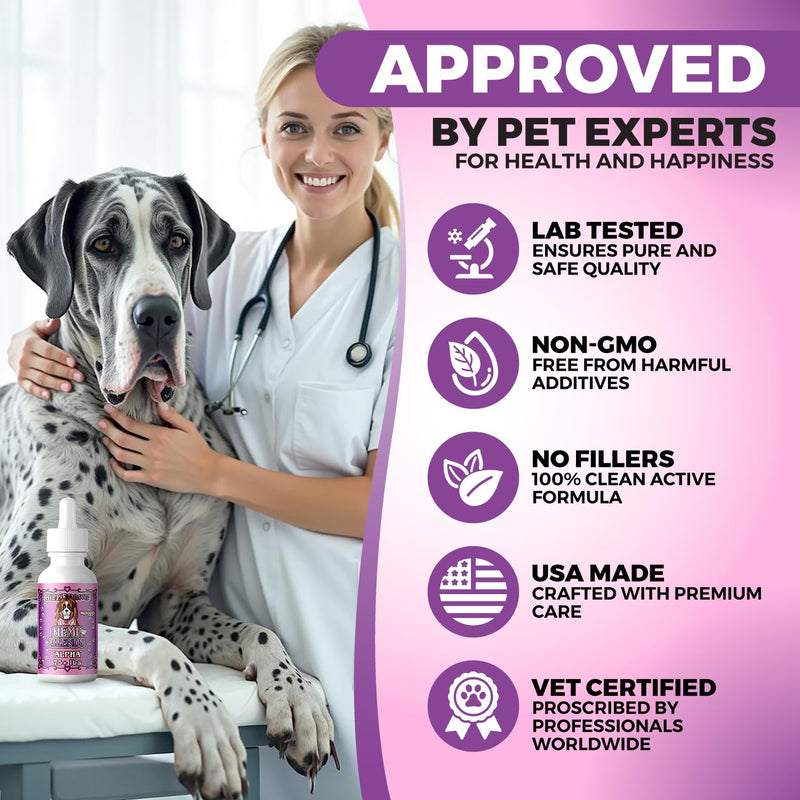 Hippie Dawg Alpha Tincture for Giant Breed Dogs (75+ lbs) - Professional Strength Joint & Mobility Support - High Potency Glucosamine, Hyaluronic Acid & Collagen - Peanut Butter Flavor - 1oz