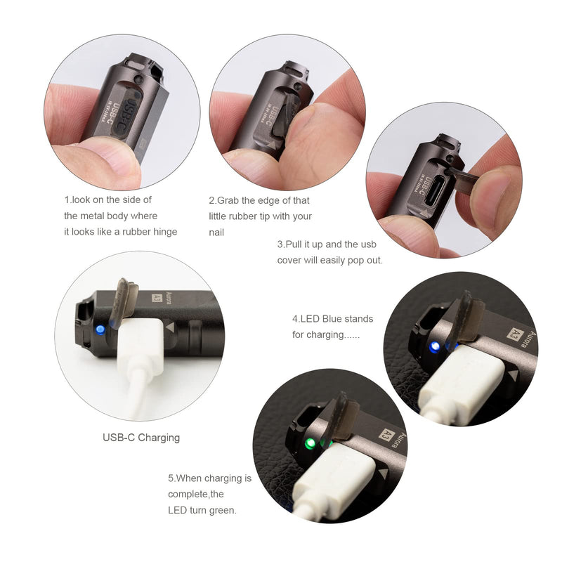 RovyVon A3 Gen 4 Keychain Flashlight- Super Bright 650 Lumens, USB C Rechargeable EDC Flashlight Water-Resistant, Lightweight- Ideal for Everyday Carry, Camping, Hiking, Emergency (Gun Grey) G4-Grey