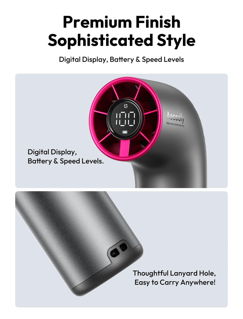 Aecooly Portable Handheld Fan, Powerful Turbo Air Tube Fan, 19000 RPM High Speed Aero Ultra, 15H Max Cooling Time, 7 Speeds Aluminum Case, Mini Pocket Design, for Travel Beach Outdoor Activities -Grey Aero Ultra 4500mAh Grey&Purple
