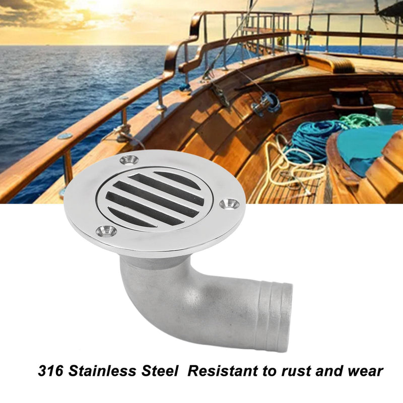 Marine Deck Drainer 316 Stainless Steel Split 90 Degree Elbow Deck Drain 32mm Diameter for Fishing Boats Yachts Commercial Vessels Seawater Corrosion Resistant