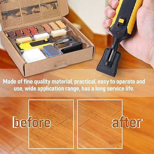 19pc Hardwood Laminate Wooden Wood Floor Repair Kit Wax Chip Scratch with Case