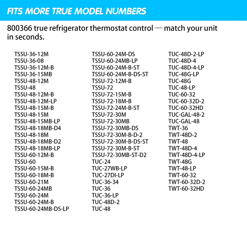 800366 077B6806 077B7172 988282 Refrigeration Temperature Control Kit | For True commercial refrigeration equipment; replacement temperature control thermostat.