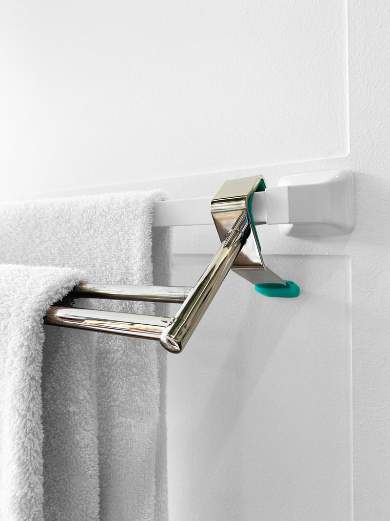 Bathroom Towel Bar Extender, The Magic Bar, Doubles Your Towel Space Fits Almost Any Towel Bar or Shower Walls, Faster Drying, No Tools Required, Expands from 14.5 to 25.5 Inches, Chrome (Double) Double Bar