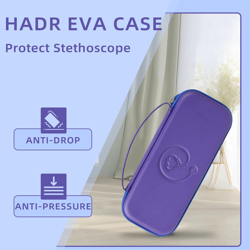 Portable Carrying Stethoscope Case Compatible with 3M Littmann Classic III, Lightweight II S.E, Cardiology, MDF, Hard Shell Case with Mesh Pocket for Accessories Medical Scissors Thermometer (Blue)
