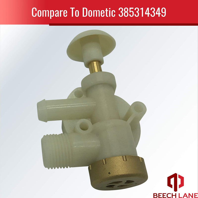 Beech Lane RV Upgraded Toilet Water Valve for Dometic Sealand EcoVac Vacuflush Pedal Flush Toilets, Brass Cap For Leak Resistance, High Performance in Freezing Conditions, Replaces 385314349
