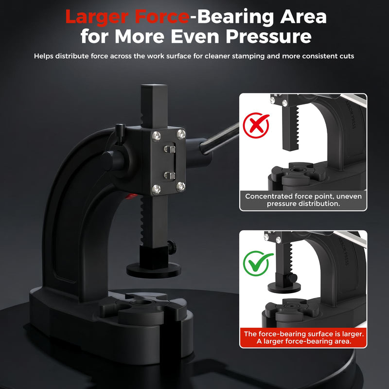 333'S Hand Press Foot for Arbor Presses, Arbor Press Attachments 3" x 3" Carbon Steel Plate for Leather Stamping, Die Cutting & Embossing, Fits 1" and 3/4" Feet