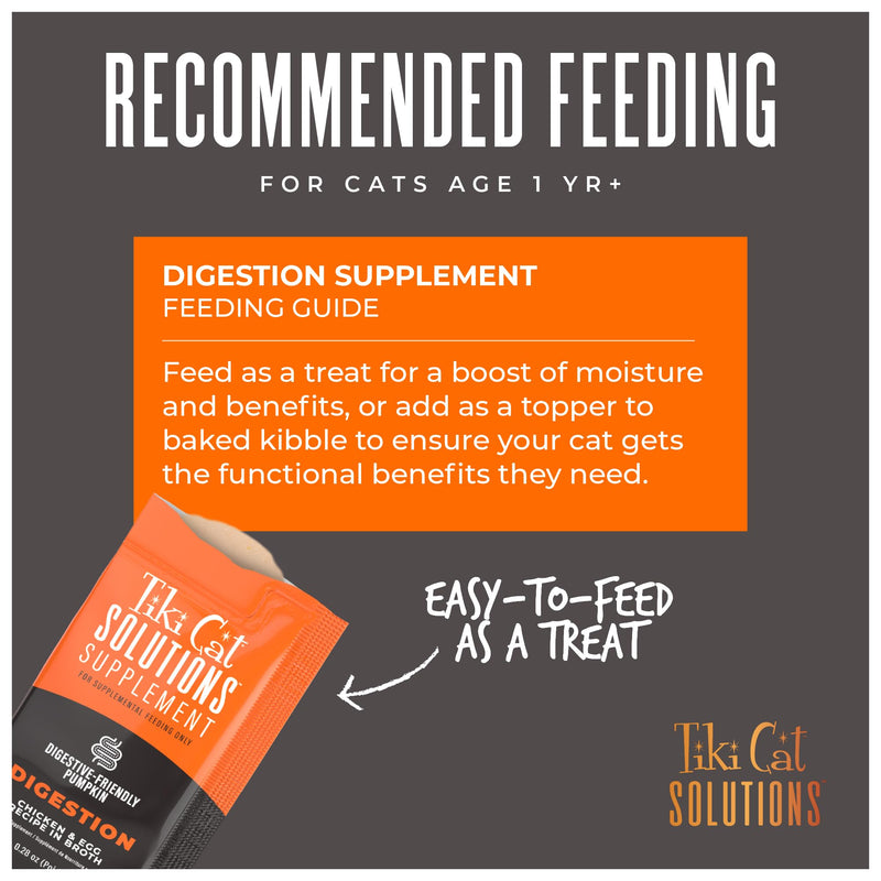 Tiki Cat Solutions Supplements Digestion Mousse, Chicken & Egg in Broth, Formulated to Support Healthy Digestion, Functional Cat Food Supplement, 5.6 oz. Pouch (Pack of 20)