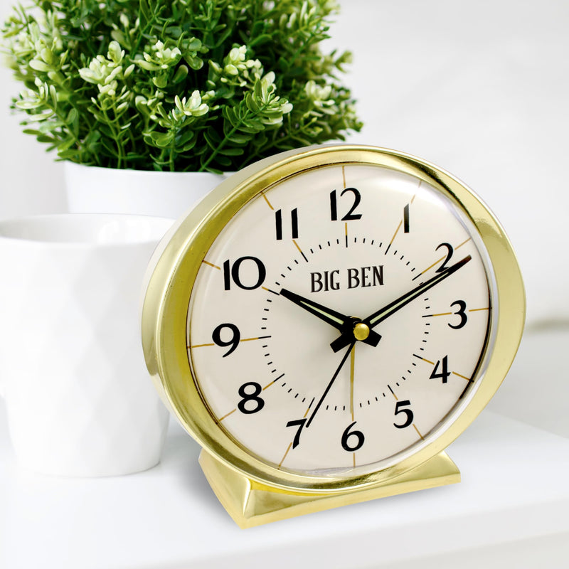 Westclox Classic Baby Ben Alarm Clock for Heavy Sleepers - Authentic 1964 Design, Loud High-Volume White Alarm Clock, Battery Operated, (Gold)