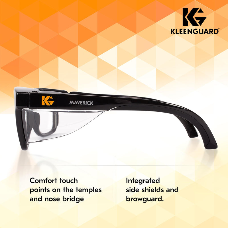 KLEENGUARD™ V30 Maverick™ Safety Glasses (56567), Clear Lenses with KleenVision™ Anti-Fog coating, Black Frame, Carrying Case, Eyewear for Men and Women Black Frame/Clear Lenses
