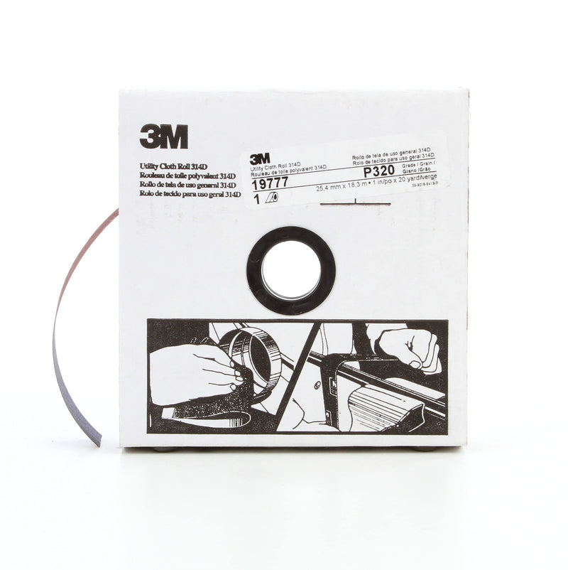 3M Utility Cloth Roll 314D, 1 in x 20 yd P320 J-weight, Maroon