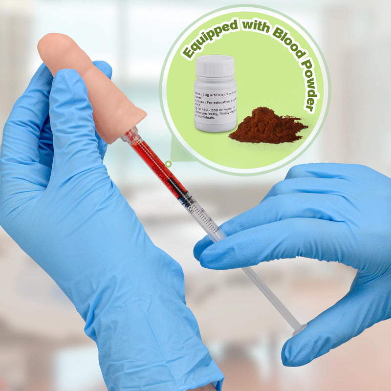 Blood Glucose Test Trainer Finger, Fake Finger for Blood Test Practice, Finger Prick Blood Sampling Training for Nursing Students