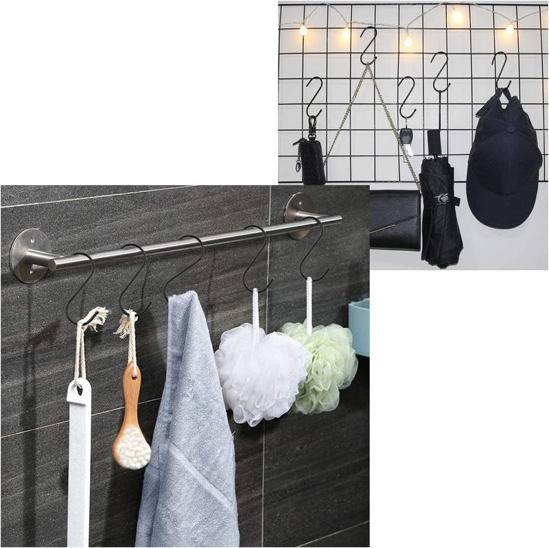 S-Shaped Hooks 20 Packs of 3.2 Inches Black, Heavy Metal S-Shaped Hooks, Suitable for Kitchen, Bathroom, Office, Garden or Outdoor Activities