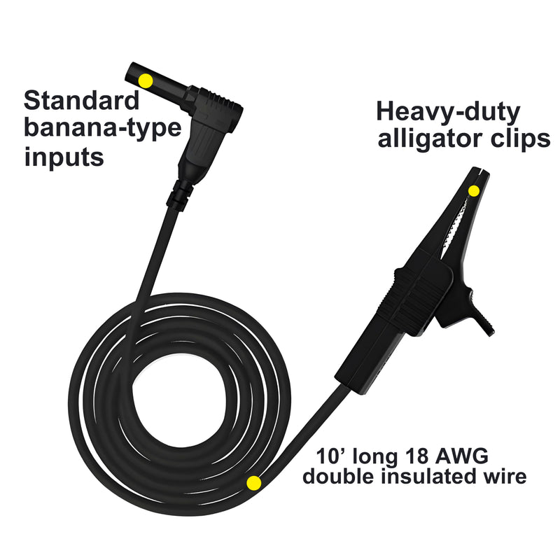Heavy Duty Alligator Clips Test Leads for Multimeter & Voltmeter - Large Gator Test Lead with Insulated Clamps - Alligator Clips Electrical Testing, Automotive Circuits,Banana Plug Meter Leads, 3 Ft HDERJ-001