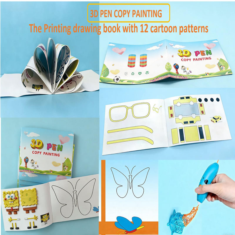 Case Compatible with 3Doodler Start+ 3D Pen for Kids | 3D Printing Pen Accessory 175PCS PCL Refills Packs, 1pc Silicone Stencil, 4Pcs Finger Protectors, 1pc Drawing Guide Book