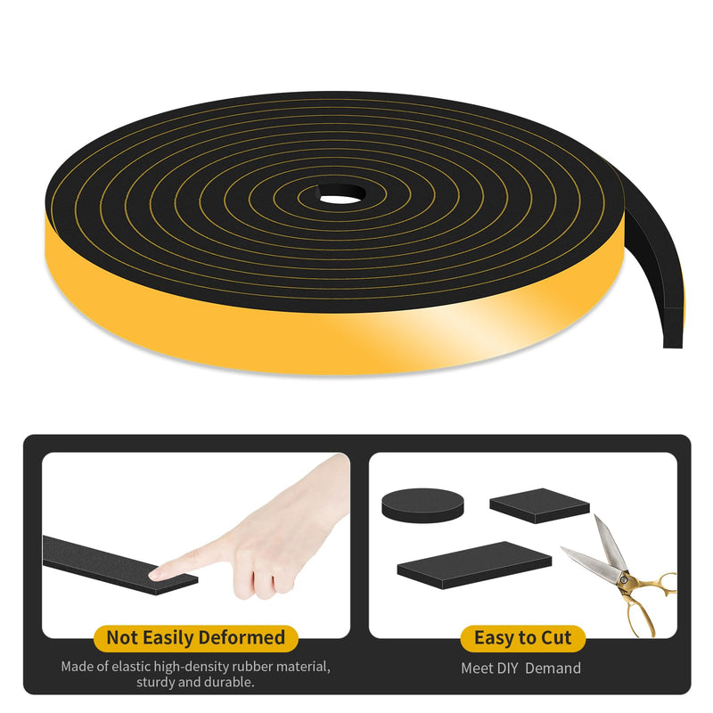 Weather Stripping Door Seal,Weather Stripping,Soundproof,Cold Insulation,High Density CR Foam Insulation Tape for Door, Front Door Frame, Windows,Sliding Door (Black, 1/2 in x 1/4 in x 13Ft) Black