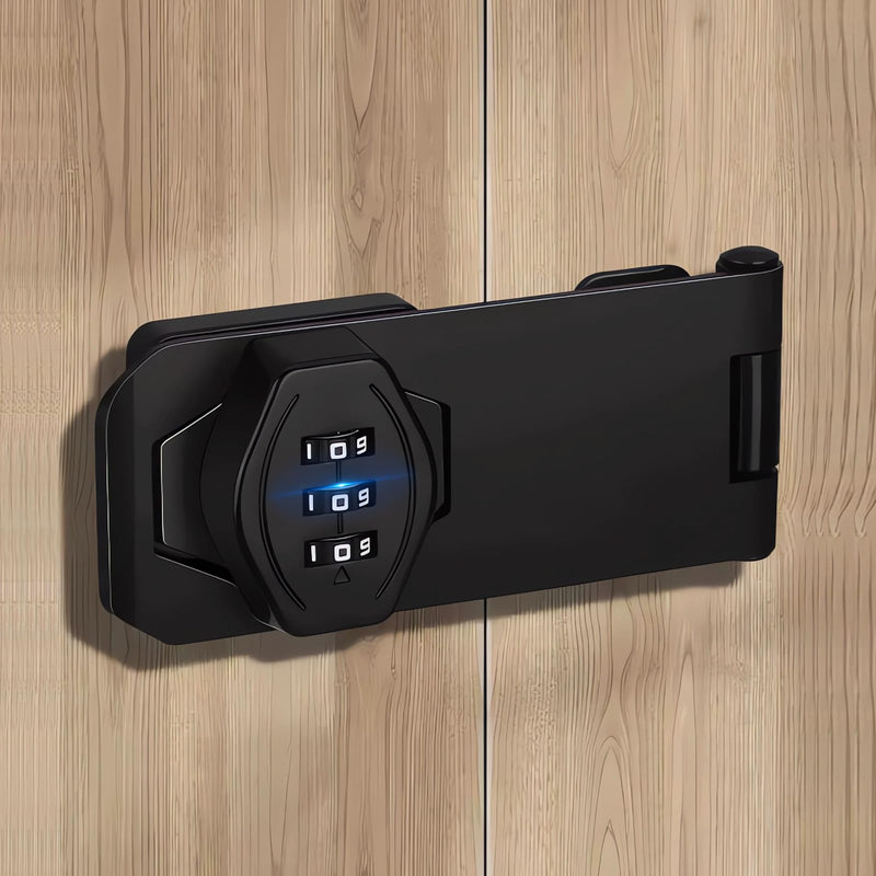 Keyless Combination Lock - 2 Pack 3-Digit Slide Closet Lock Kitchen Cabinet Locks with Code - Password Rotary Hasp Locks for Bathroom Cupboard Pantry Outdoor Garage Garden Barn Door Desk Drawer Black 4 Inch Black 2Pack