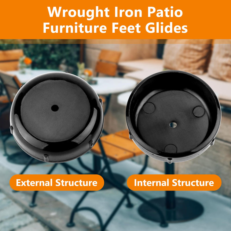 48-Pack Wrought Iron Patio Furniture Feet Caps 1-1/2 inch Round Plastic Outdoor Chair Leg Caps, PETOX Patio Chair Leg Caps for Metal Chairs, Patio Furniture Replacement Feet for Chairs & Tables, Black 48