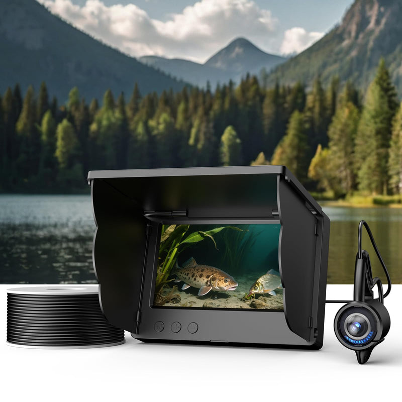 Eyoyo Underwater Fishing Camera with 4.3" LCD Monitor | 65ft Cable, 8 IR Night Vision Lights, 195° Wide Angle Lens, 5000mAh Battery, for Ice, Lake, Boat & Kayak Fishing