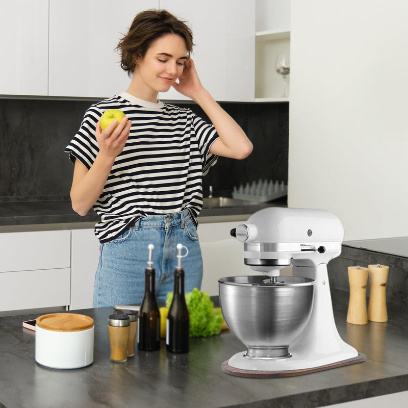 Mixer Slider Compatible with Kitchen aid Bowl Lift 4 .5-5 Qt Stand Mixer Pine Wood - Kitchen Countertop Storage Mover Sliding Caddy for Kitchen Aid 4 .5-5 Qt Mixer (4 .5-5 Qt - Brown) 4 .5-5 Qt - Brown