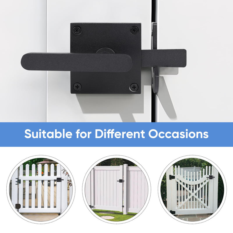 Gate Latch, BARNSMITH Heavy Duty Double Side Gate Latches, Matte Black Fence Latch, Garden Door Latch, Pool Gate Latch GT01