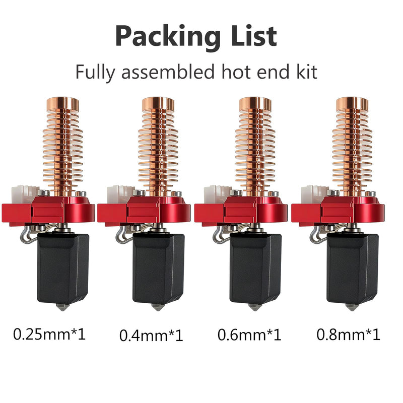 4 PK 0.25+0.4+0.6+0.8mm Hotend for Flashforge Adventurer 5M/5M Pro Hotend Adventure 5M Nozzle Ceramic Heating & Hardened Steel Quick-Detachable for AD5M Nozzle for Flashforge ad5m Accessories