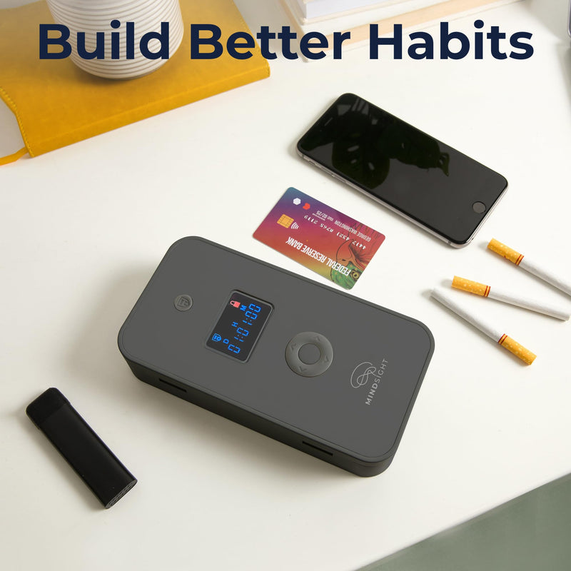 Mindsight Personal Timed Lock Box | Unplug from Phones and Other Small Distractions | 3 Modes based on Willpower | Easy to Use | Out of Sight ~ Out of Mind | Boost Your Mental Wellness Matte Black