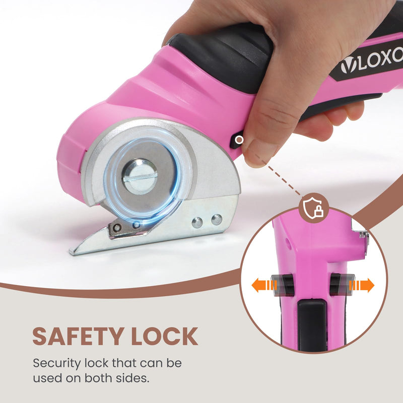 VLOXO Cordless Electric Scissors Electric Box Cutter for Cardboard Pink