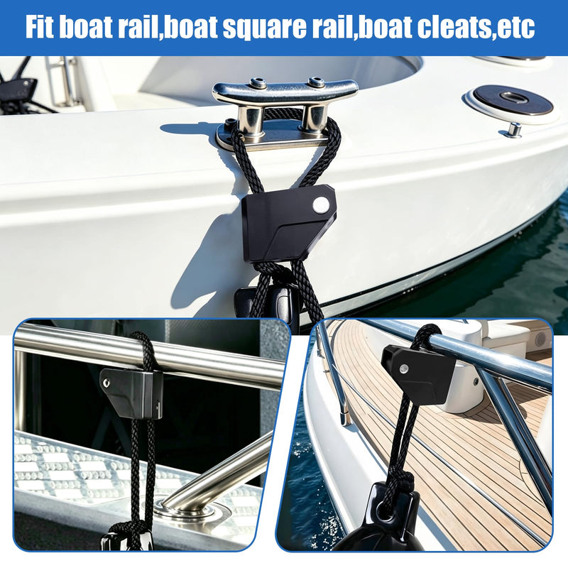 Boat Fender Clips Boat Fender Hanger, Quick Connect and Release Fender Lines Adjustable Durable Pontoon Boat Rail and Cleat Fender Clips Black 2 Pack