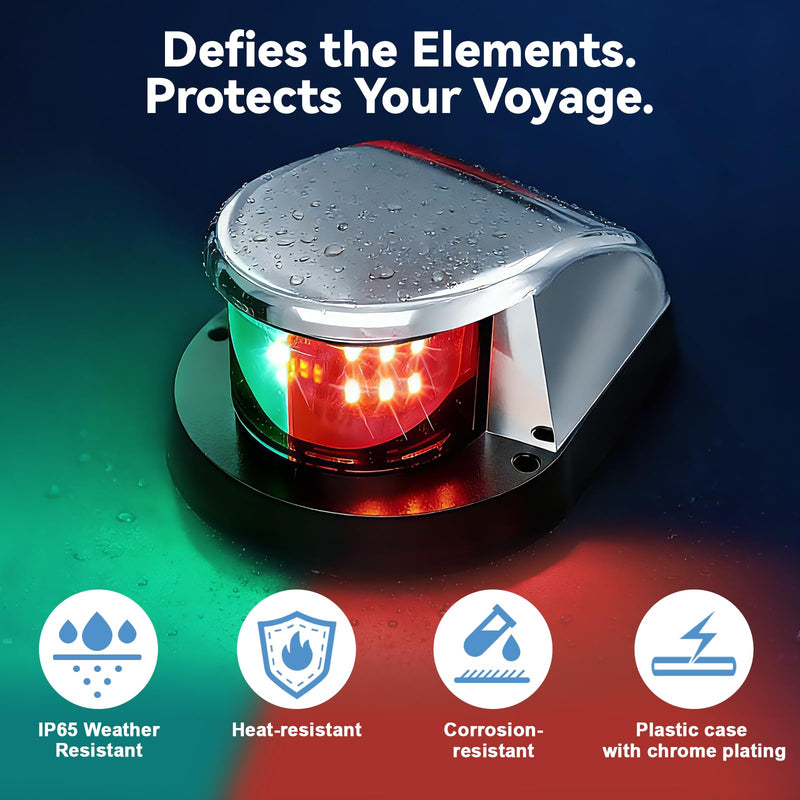 Boat Navigation Lights,Red and Green Marine LED,IP65 Water Resistant,12V - Compatible with Pontoon,Skiff, Yacht, Sailboats,Fishing Boats,Speedboat, and Small Boats(Silver 2 Pack) Silver 2 Pack