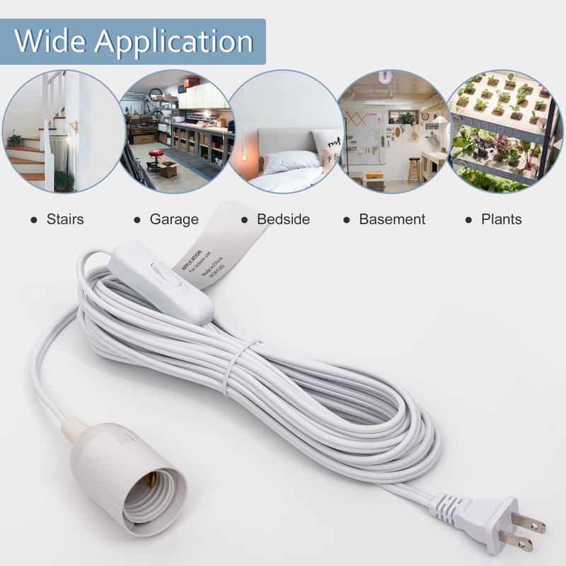 JACKYLED Extension Hanging Lantern Cord Cable 15Ft UL 360W with E26 E27 Socket On/Off Button Pendant Lighting 1
