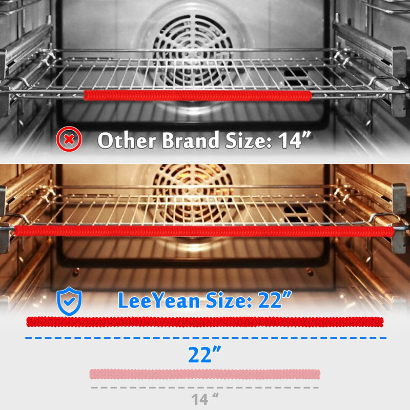 Oven Rack Shields Extra Long 22 Inch, 2 Pack Heat Resistant Oven Guards for Racks, Silicone Oven Rack Edge Protector, Full Length Fit on Standard-Sized Ovens, Prevents Hand and Arm Burns Red