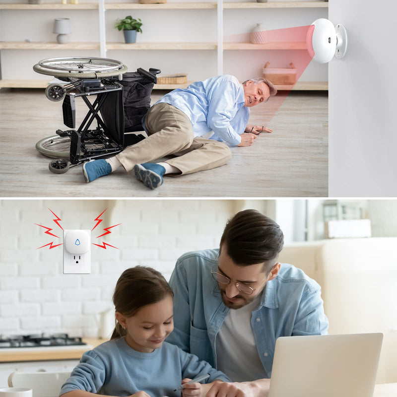 Wireless Motion Sensor Door Chime: Business Entry Doorbell Indoor Motion Detector Buzzer (500Ft Range, 32 Tunes, 5 Level Volume) Store Entrance Alert Bell Bed Alarm for Elderly Dementia Patients 1 Receiver +1 Sensors
