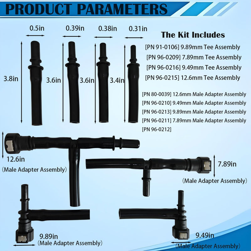 96-0190 Professional EVAP Leak Detection Kit, Universal Low-Pressure Adapters for Smoke Machine Diagnostics