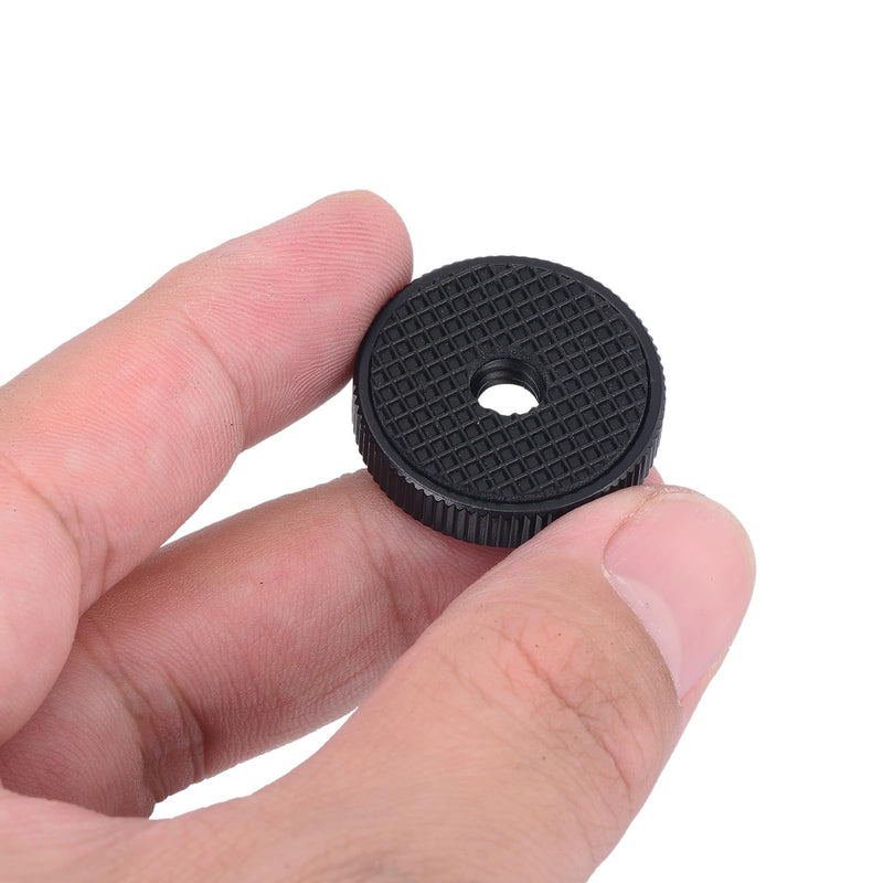 uxcell 4Pcs Flat Knurled Nut - 1/4"-20 x 1" x 0.26" Thumb Nuts Lock Adjusting Nuts, Aluminum Alloy Female Thumb Wheel Lock Nut, Black 4