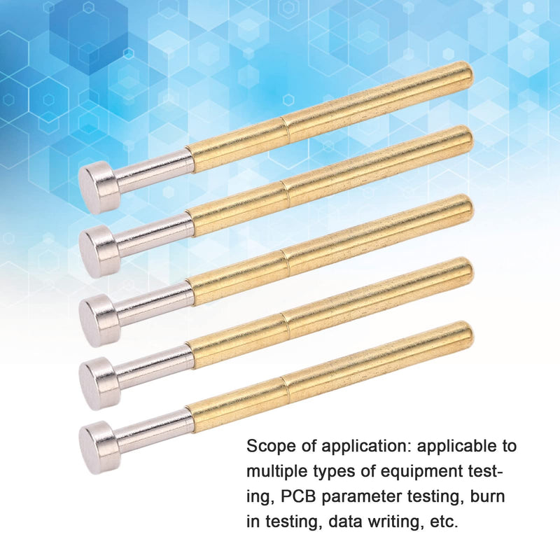 Pogo Pin Flat Head PCB Testing Probes Spring Loaded Brass Material 2.36mm Tube Diameter 34mm Length 100pcs