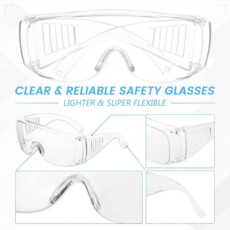 WFEANG Clear Safety Glasses bulk, Lightweight Protective Eyewear For Men Women, Over Goggles Impact Scratch Resistant 12 Pack-clear