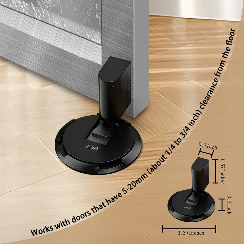 UBVIF No Magnetic Door Stopper, Adjustable, Mechanical Doorstop, Windproof Door Stop for Indoor, No Nails/Screws Needed,Heavy Duty Door Holder,Keep Door Open (1, Matte Black) 1