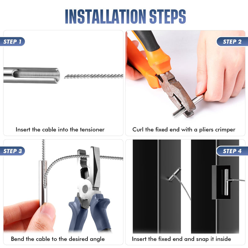 Yaocom 120 Pack 316 Stainless Steel Invisible Cable Railing Kit, 1/8''