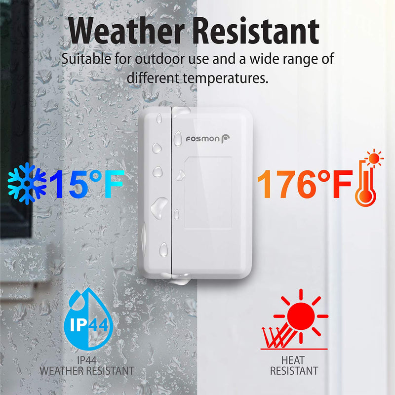 Fosmon WaveLink Wireless Door Chime with 500 Feet Range, 58 Tunes, 5 Volume Levels & LED Indicators for Home/Business/Office (1 Receiver + 1 Sensor) 1 Receiver + 1 Door Sensor Transmitter