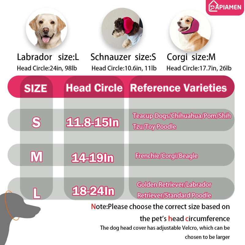 Dog Ear Covers,Dog Ear Muffs Noise Protection,No Flap Ear Wrap for Dogs Hematoma Recovery,Adjustable Calming Hoodie Shower Cap for Grooming,Bathing,Swimming & Anxiety Relief(Fuchsia,L) A-Fuchsia L