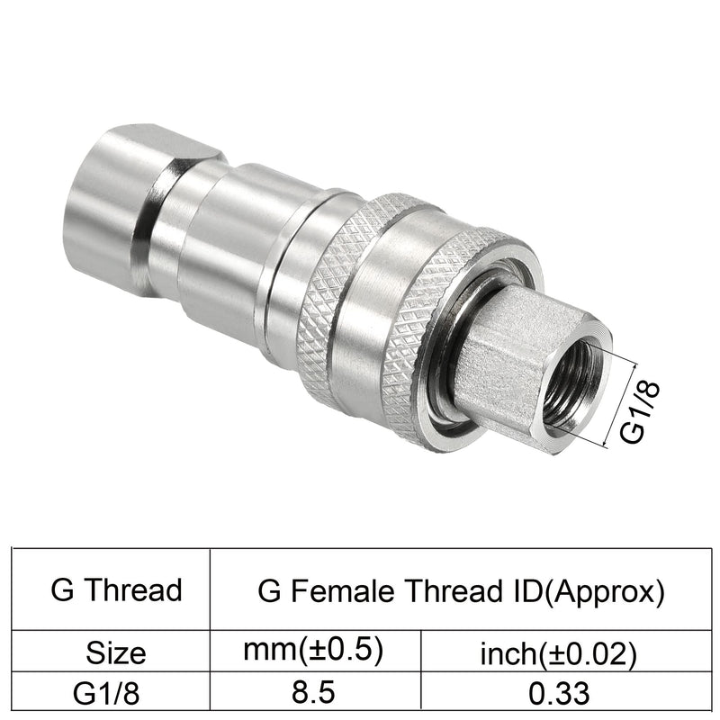 PATIKIL Hydraulic Quick Connect Coupler Set, 1 Set Carbon Steel G1/8 Female Pipe Fitting Plug Adapter for Construction Agriculture, Silver