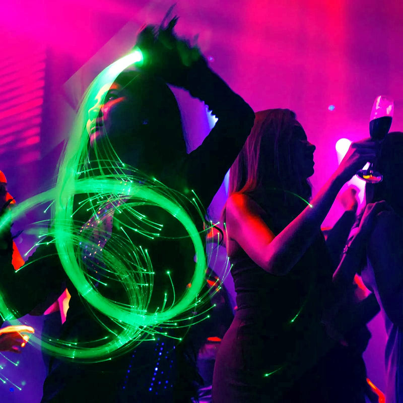 Dance Whip LED Fiber Optic Whip 6ft Rechargeable Pixel Whip with 7 Colors and 4 Glowing Modes,Flow Toy Perfect for Dance, Parties, Gift