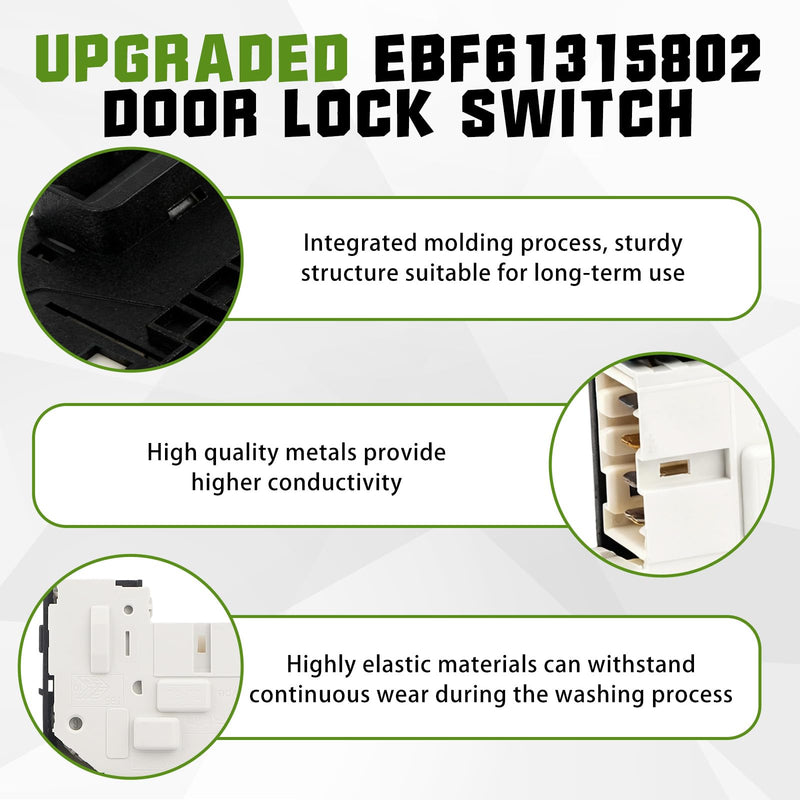 EBF61315802 Washer Door Lock Switch and Strike Assembly, Compatible with Front-Load Washing Machines. Replaces EBF61315802, MFG63099101, EBF62534401, and Other Common Models